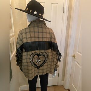 One of a kind Bunny Mac original plaid jacket with NWT Free People brooch
